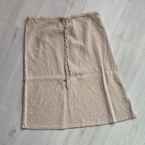 Vintage Beige Linen Blend Midi Skirt